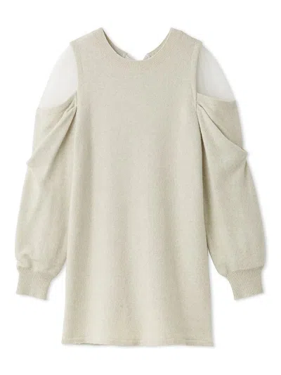 Snidel See-through Shoulder Knit Dress In White