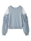 Snidel See-through Shoulder Knit Pullover In Blue