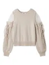 Snidel See-through Shoulder Knit Pullover In Brown