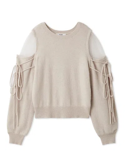 Snidel See-through Shoulder Knit Pullover In Brown
