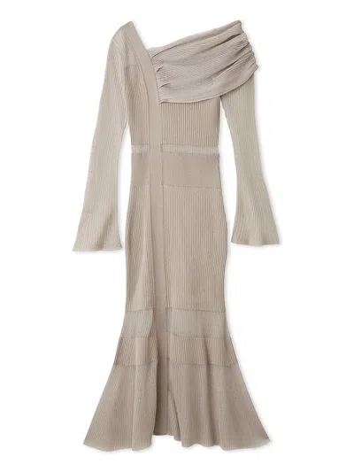 Snidel Sheer Blocking One-shoulder Dress In Neutral