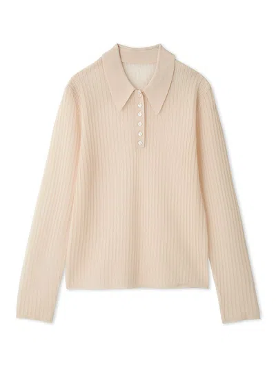 Snidel Sheer Knit Collared Top In Neutral