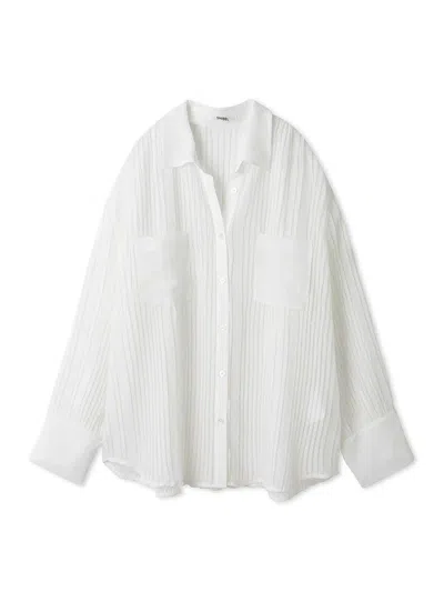 Snidel Sheer Pleated Shirt In White