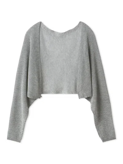 Snidel Sheer Rib Knit Bolero Cardigan In Gray