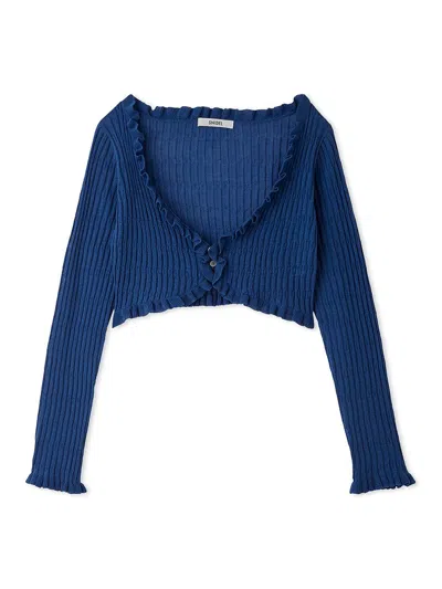 Snidel Sheer Ribbed Cardigan In Blue