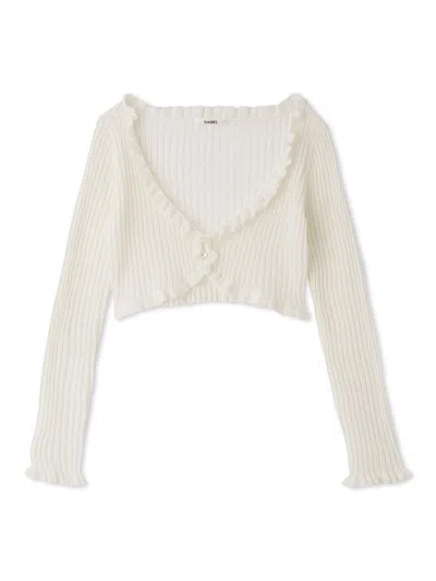Snidel Sheer Ribbed Cardigan In Ivory
