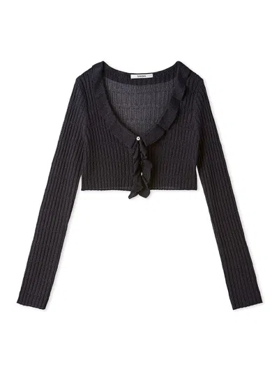 Snidel Sheer Ruffle Knit Cardigan