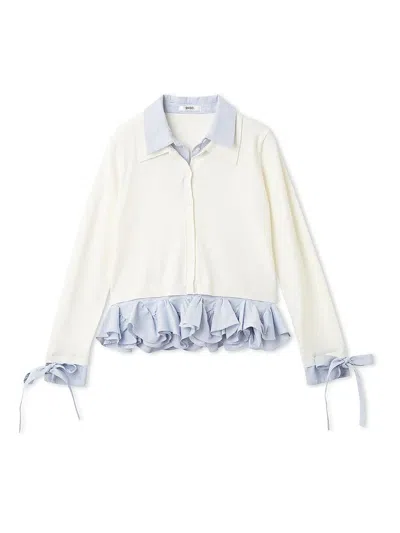 Snidel Shirt-docking Hem Volume Knit Pullover In White