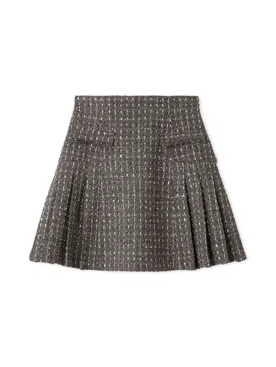 Snidel Side Pleated Tweed Mini Skirt In Gray