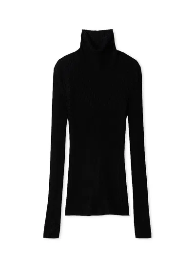 Snidel Simple Sheer Long Sleeve Turtle Neck Knit Top