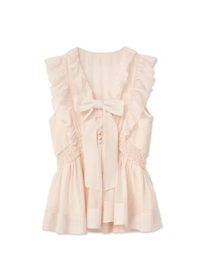 Snidel Sleeveless Front Ribbon Blouse In Pink