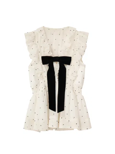 Snidel Sleeveless Front Ribbon Blouse In White