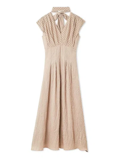 Snidel Sleeveless Plunge Neck Maxi Dress In Neutral