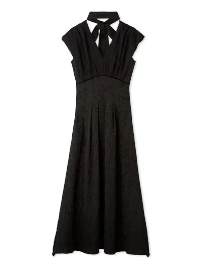 Snidel Sleeveless Plunge Neck Maxi Dress In Black