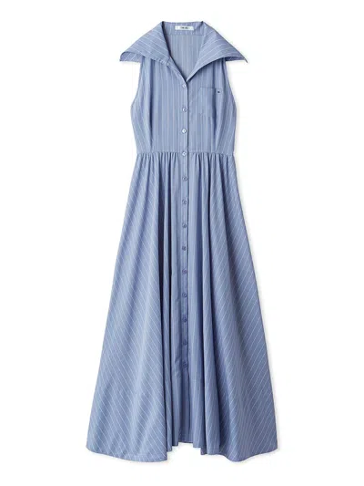 Snidel Sleeveless Shirt Dress In Blue