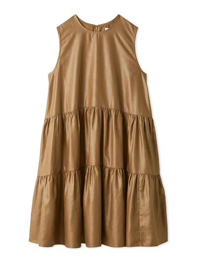 Snidel Sleeveless Tiered Faux Leather Mini Dress In Brown