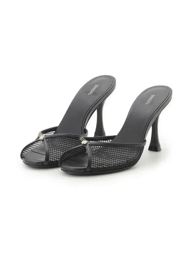Snidel Slip-on Mesh Stiletto Heels In Black