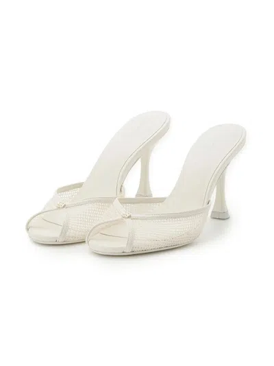 Snidel Slip-on Mesh Stiletto Heels In White