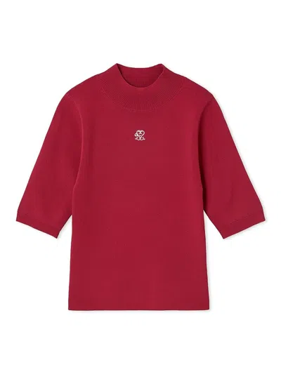 Snidel Soft Ribbed Half-sleeve Knit Top