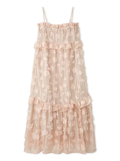 Snidel Spaghetti Strap Ruffle Maxi Dress In Neutral