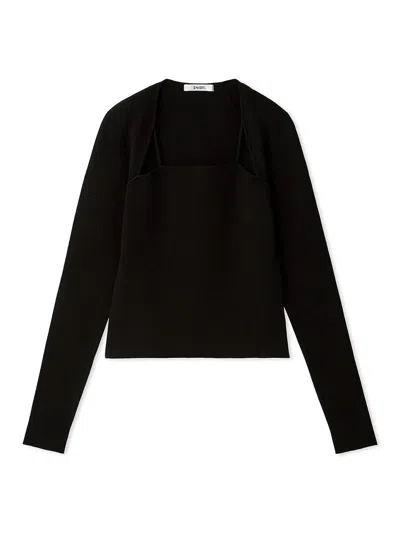 Snidel Square Neck Knit Long Sleeve In Black