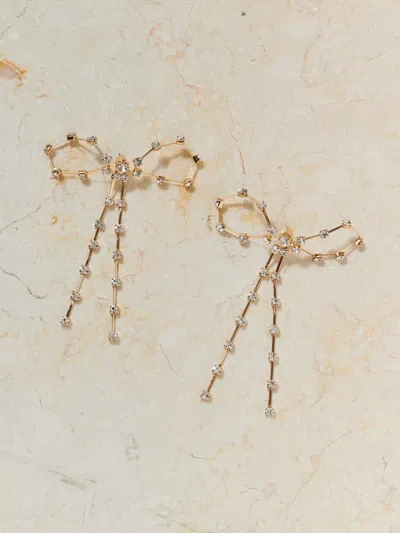 Snidel Stone Ribbon Earrings In Gold