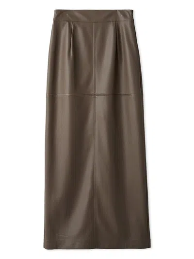 Snidel Stretch Faux Leather Pencil Skirt In Brown