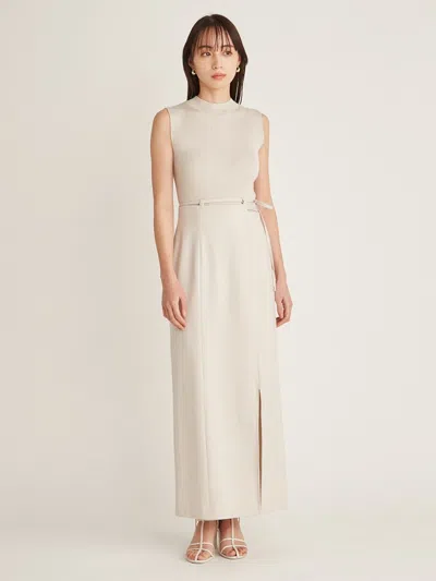 Snidel String  High Waisted Maxi Skirt With Slit In White