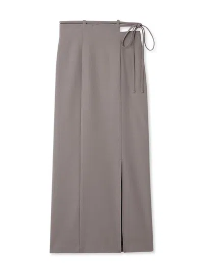 Snidel String  High Waisted Maxi Skirt With Slit In Gray