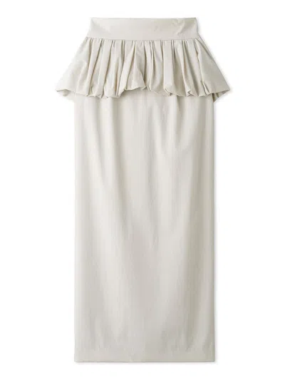 Snidel Stylish High-waisted Peplum Midi Skirt In White