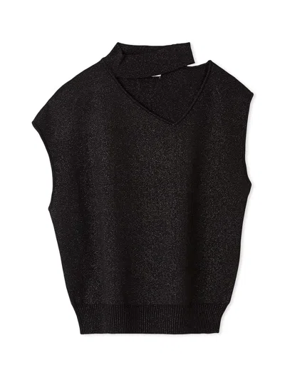 Snidel Sustaina Asymmetry Sleeveless Pullover In Black