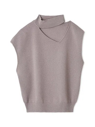Snidel Sustaina Asymmetry Sleeveless Pullover In Gray