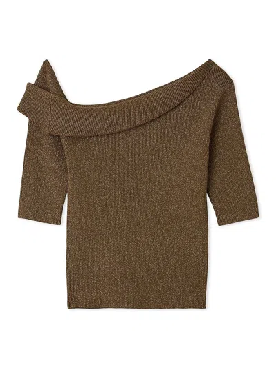 Snidel Sustainable Asymmetry Knit Pullover In Brown