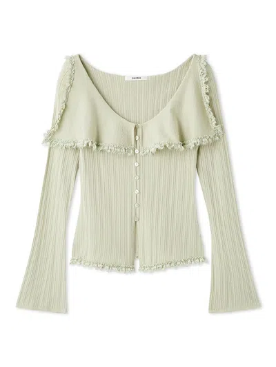 Snidel Sustainable Big Collar Lace Trim Knit Pullover In Green