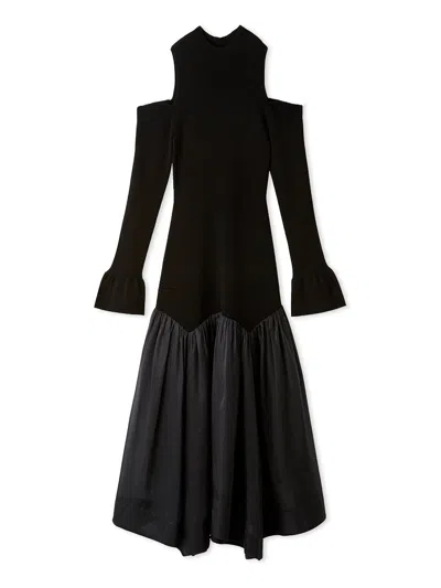 Snidel Sustainable Cold Shoulder Knit Dress In Black