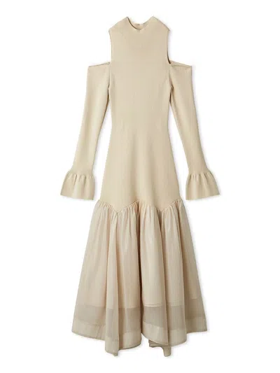 Snidel Sustainable Cold Shoulder Knit Dress In White