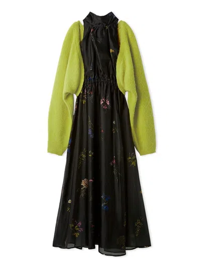 Snidel Sustainable Flower Motif Dress × Bolero Set In Green