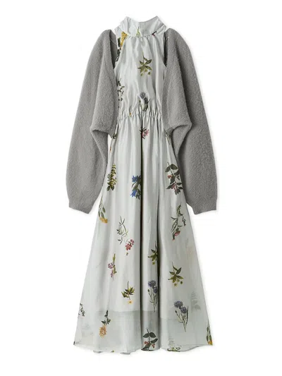 Snidel Sustainable Flower Motif Dress × Bolero Set In Gray