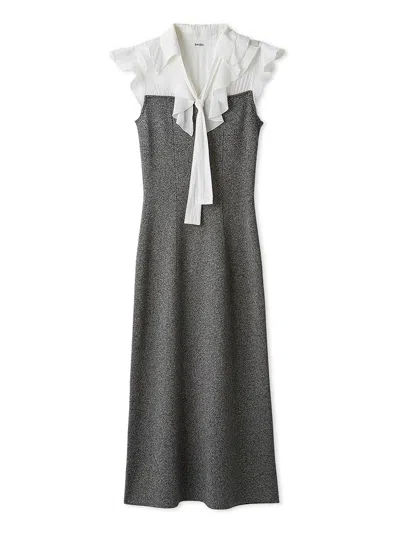 Snidel Sustainable Frill Collar Layered Dress In Gray