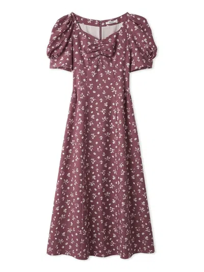 Snidel Sustainable Fruit Print Dress In Purple