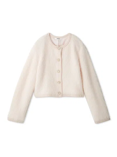 Snidel Sustainable Fuzzy Croptop Cardigan In Neutral