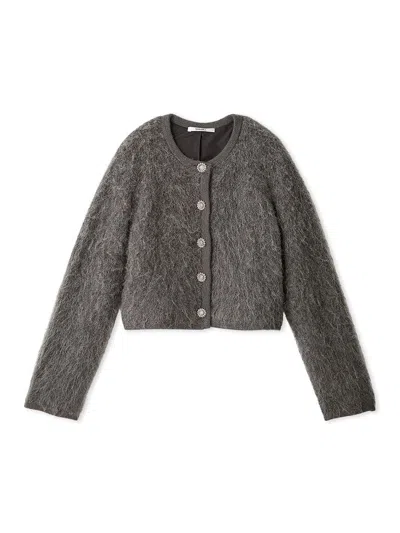Snidel Sustainable Fuzzy Croptop Cardigan In Gray