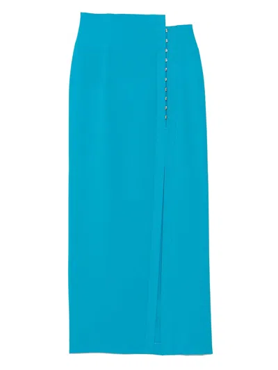 Snidel Sustainable High Slit Max Skirt In Blue