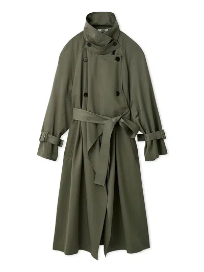 Snidel Sustainable Layered Cape Trench Coat In Green