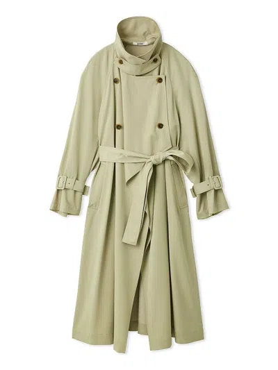 Snidel Sustainable Layered Cape Trench Coat In Green