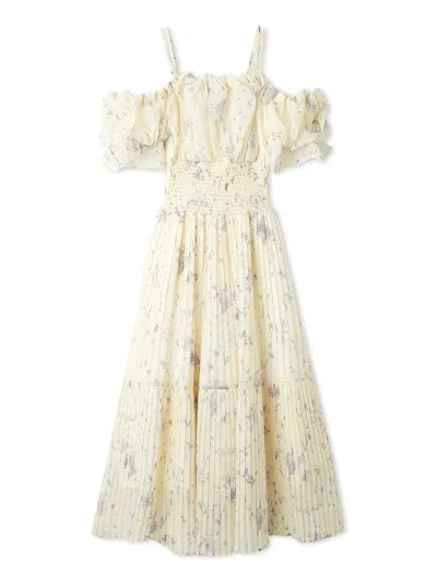 Snidel Sustainable Off-shoulder Gathered Dress In Yellow