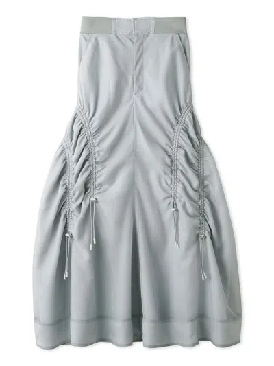 Snidel Sustainable Organza Drawstring Ruched Maxi Skirt In Gray