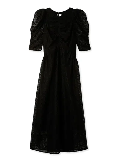 Snidel Sustainable Puff Sleeve Lace Dress In Black