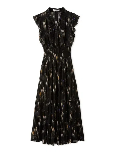 Snidel Sustainable Ribbed Waist Pleated Dress In Black