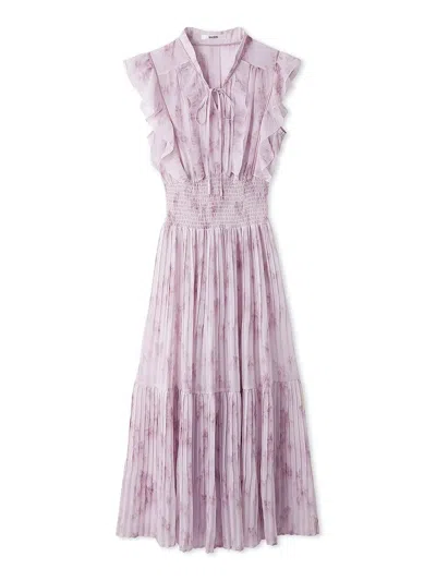 Snidel Sustainable Ribbed Waist Pleated Dress In Purple